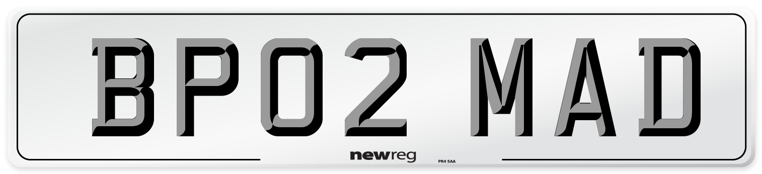 BP02 MAD Number Plate from New Reg